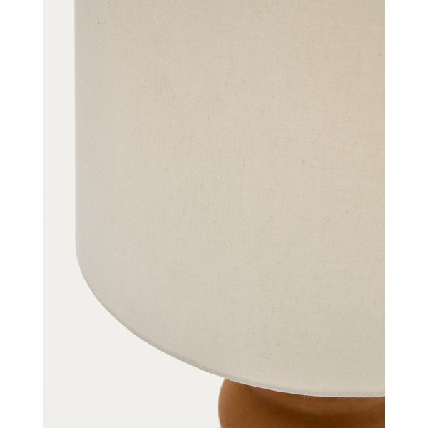 Stolna lampa od kamenine u prirodnoj boji s tekstilnim sjenilom (visina 55 cm) Madsen – Kave Home-image-4