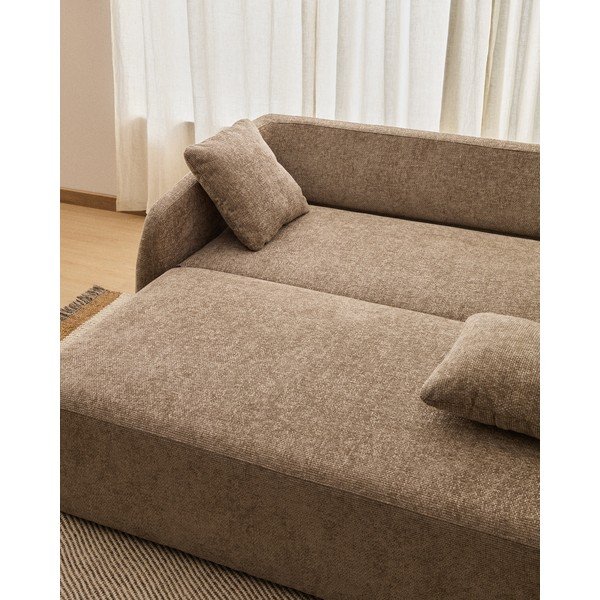 Smeđe-siva sklopiva sofa od šenila 218 cm Laira – Kave Home-image-4