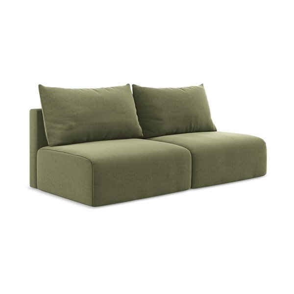 Zelena baršunasti sklopiva/s prostorom za odlaganje sofa 216 cm Kalena – Makamii-image-2