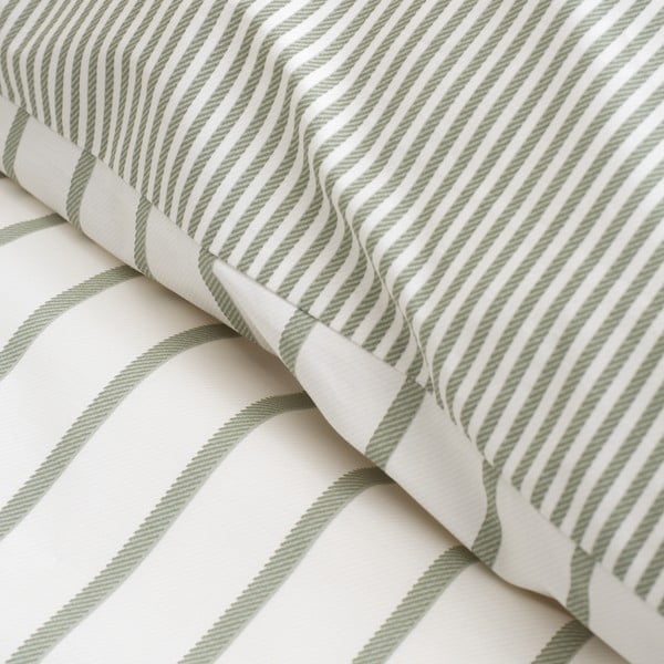Zelena/krem pamučna posteljina za bračni krevet 200x200 cm Hampton Stripe – Bianca-image-4