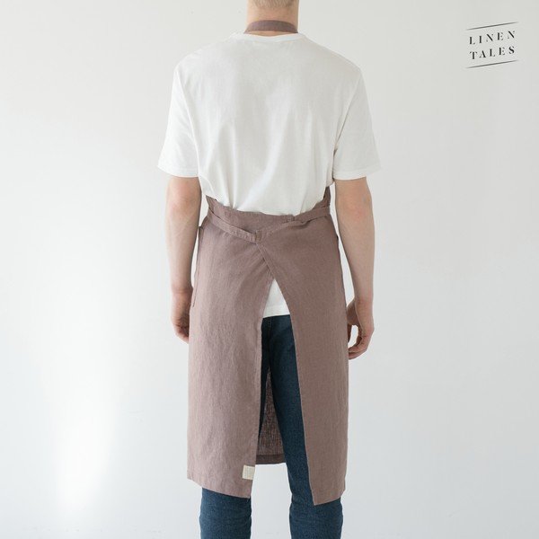Ljubičasta lanena pregača Linen Tales Chef, duljina 100 cm-image-2