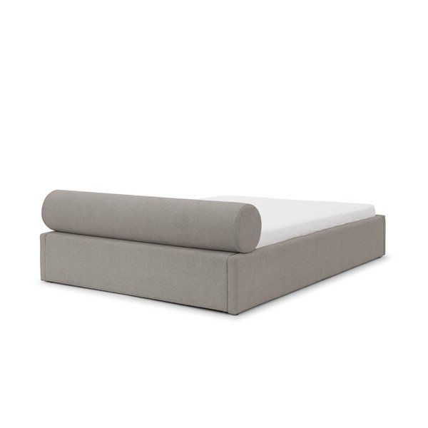 Svijetlo sivi tapecirani bračni krevet s prostorom za odlaganje s podnicom 160x200 cm Cille – Ropez-image-3