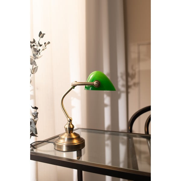 Stolna lampa od mesinga i zelene boje Markslöjd Bankars, visina 25 cm-image-3