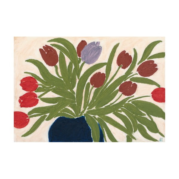 Plakat 70x50 cm Tulips in a Blue Vase – Anine Cecilie Iversen – The Poster Club