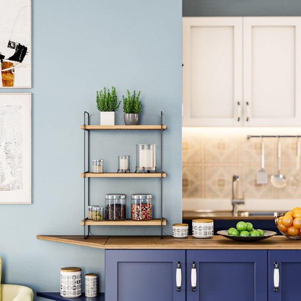 Polica s više razina u dekoru hrasta u prirodnoj boji 40 cm Pulalis – Kalune Design-image-2