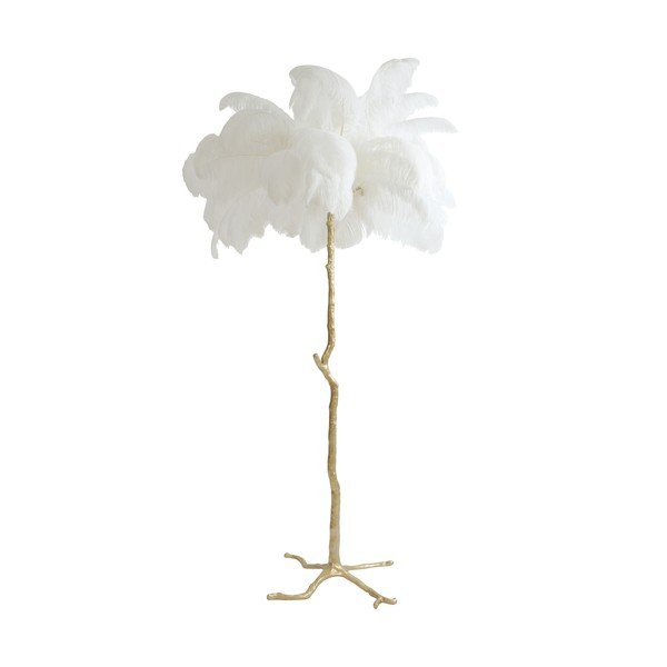 Bijela/u zlatnoj boji stojeća svjetiljka sa sjenilom od perja (visina 180 cm) Feather – Light & Living-image-3