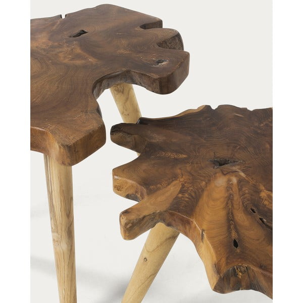 Pomoćni stolići u setu 2 kom od masivne tikovine 50x60 cm Hattie – Kave Home-image-1