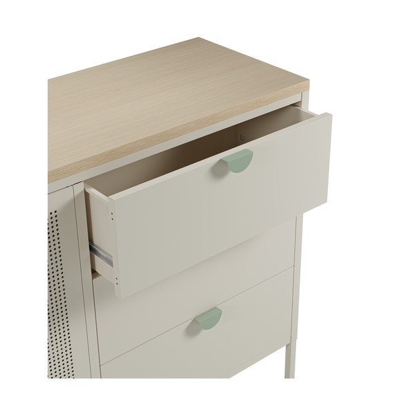 Krem/u prirodnoj boji metalna komoda 140x90x40 cm Sayla – Marckeric-image-3