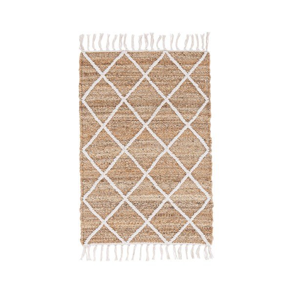 Bijeli/u prirodnoj boji ručno rađen juten tepih 60x90 cm Shaila – Bizzotto
