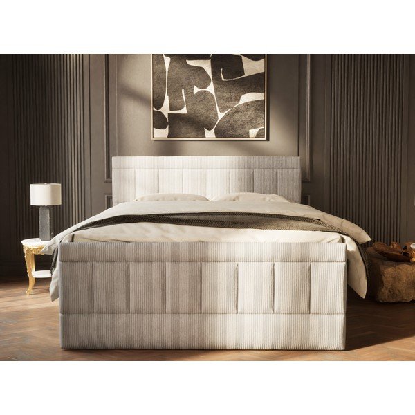 Sivi boxspring krevet s prostorom za odlaganje 160x200 cm Caya – Maison de Rêve-image-4