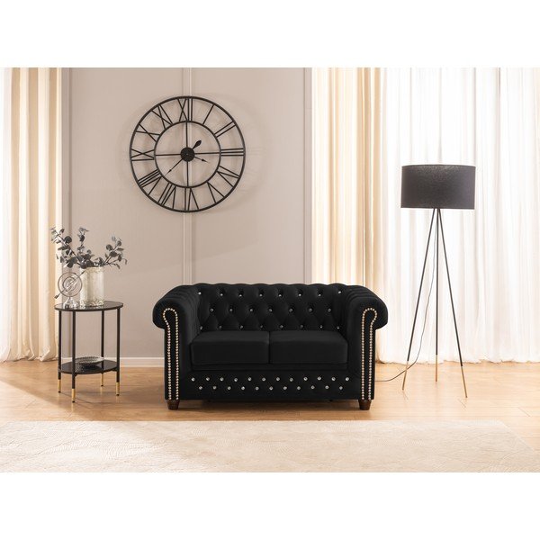 Crna baršunasti sklopiva sofa 148 cm York Blik – Ropez-image-1