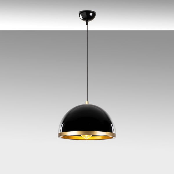 Crna/u zlatnoj boji viseća svjetiljka s metalnim sjenilom ø 30 cm Ferenci – Opviq lights