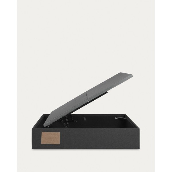 Crni tapecirani bračni krevet s prostorom za odlaganje 160x200 cm Matters – Kave Home-image-4