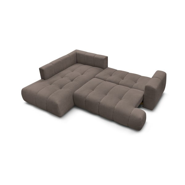 Smeđe-siva sklopiva/s prostorom za odlaganje kutna garnitura (s lijevim kutom/u obliku slova L) Fuji – Bobochic Paris-image-4