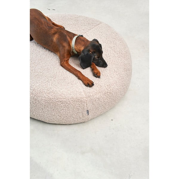 Bež krevet za pse od boucle tkanine ø 90 cm Senso Pouffe Greige M/L – MiaCara-image-1
