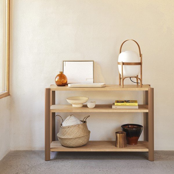 Ciglasti/u svijetloj prirodnoj boji regal u dekoru hrasta 126x84x43 cm Bona – Teulat-image-1