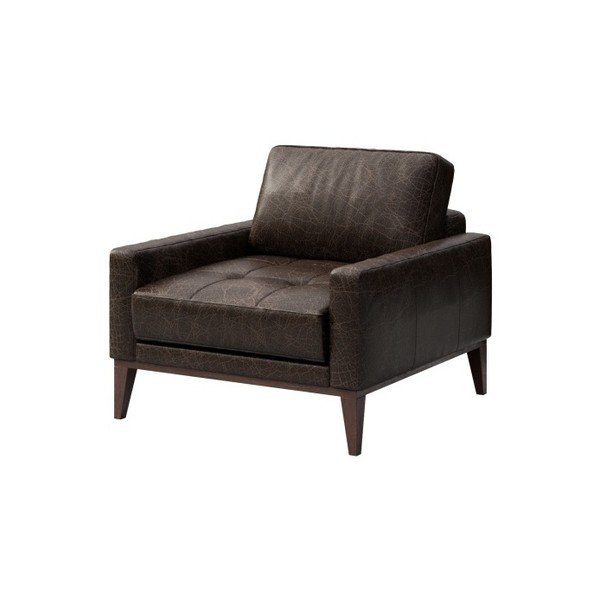 Tamnosmeđa kožna fotelja MESONICA Musso Tufted-image-2