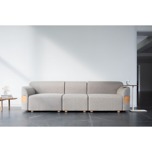 Svjetlosivi kauč (središnji dio) od mješavine vune i lana Hugg - Gazzda-image-1