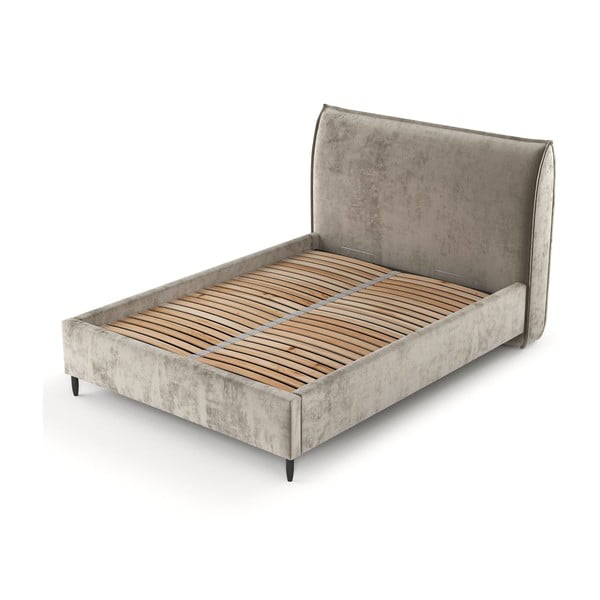 Bež tapecirani bračni krevet s prostorom za pohranu s podnicom 180x200 cm Shell – Maison de Rêve-image-3