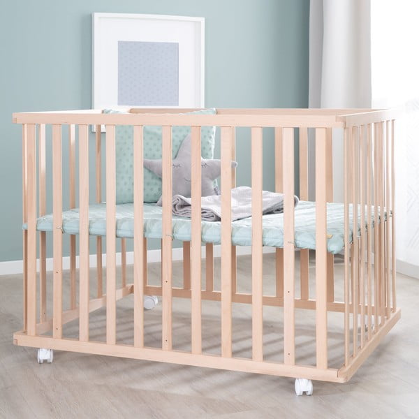 Putni krevetić s podesivom visinom/na kotačićima 75x100 cm u prirodnoj boji Style – Roba-image-3