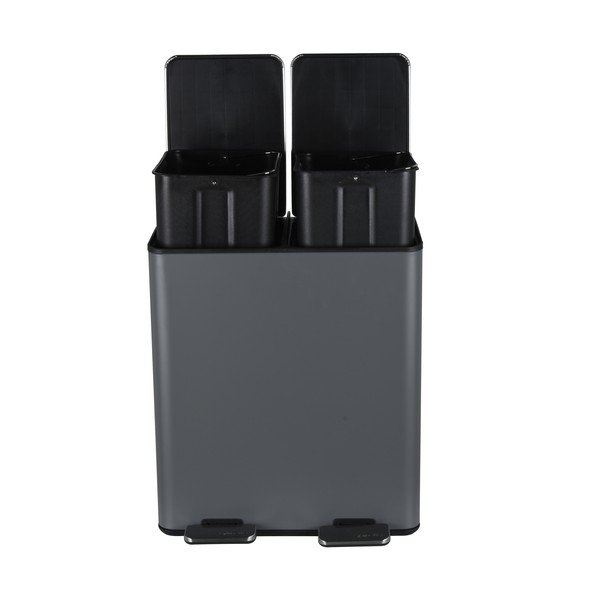 Tamno siva željezna kanta za smeće 2x20 l za odvojeni otpad/s pedalom   Aliya – Spirella-image-1