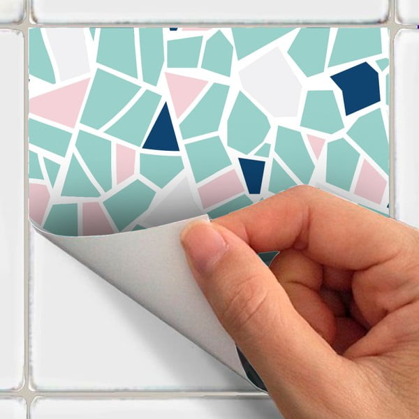 Set od 24 zidne naljepnice Ambiance Cement Tile Stickers Terrazzo Aqua, 10 x 10 cm-image-1