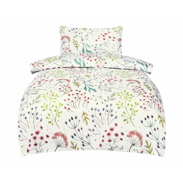 Bijela posteljina za krevet za jednu osobu od pamučnog satena 140x200 cm Jasmine – My House