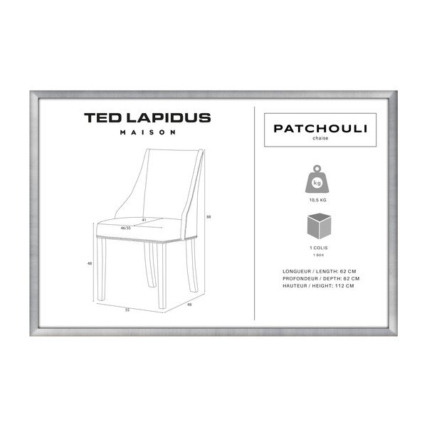 Krem stolica s tamnosmeđim nogama od bukve Ted Lapidus Maison Patchouli-image-2