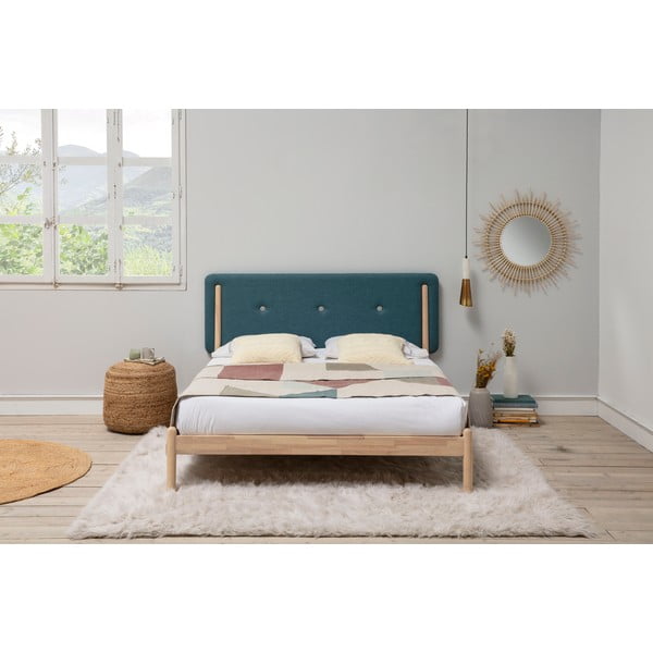 Drveni krevet s tirkizno plavim uzglavljem Marckeric Annie, 160 x 200 cm-image-1