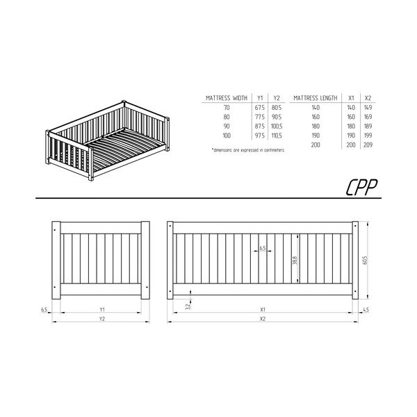 Dječji krevet s dodatnim ležajem s prostorom za odlaganje s podnicom 80x160 cm u prirodnoj boji CPP – Adeko-image-2