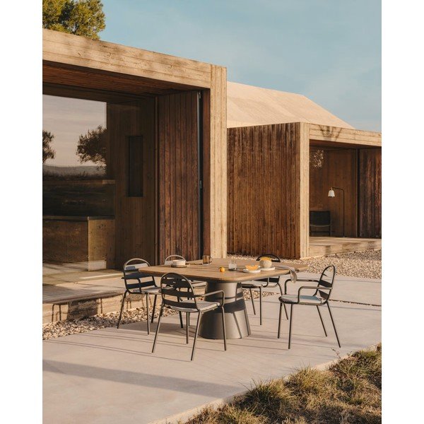 Tamno siva metalna vrtna stolica Joncols – Kave Home-image-4