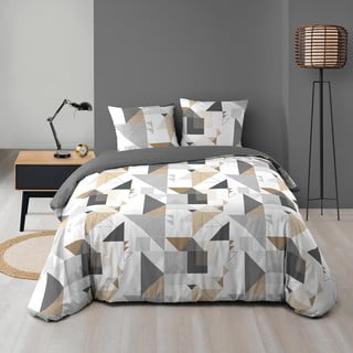Bijela/siva posteljina za bračni krevet/za produženi krevet od mikrovlakana 240x220 cm Trigone – douceur d'intérieur