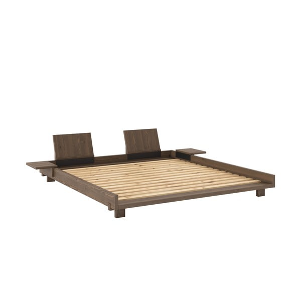 Smeđi bračni krevet od masivnog bora s podnicom 180x200 cm Social – Karup Design