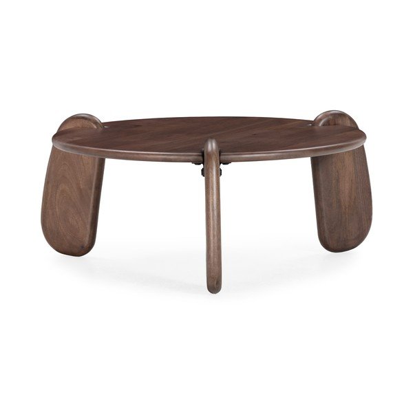 Tamno smeđi okrugao stolić za kavu od masivnog manga ø 80 cm Tamira – MOME