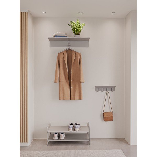 Svijetlo siva željezna zidna vješalica s policom 11,5 cm A-Hallway – Zone-image-1