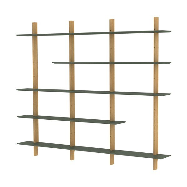 Zeleni modularni sustav polica u dekoru hrasta 224x190 cm Bridge - Tenzo-image-3