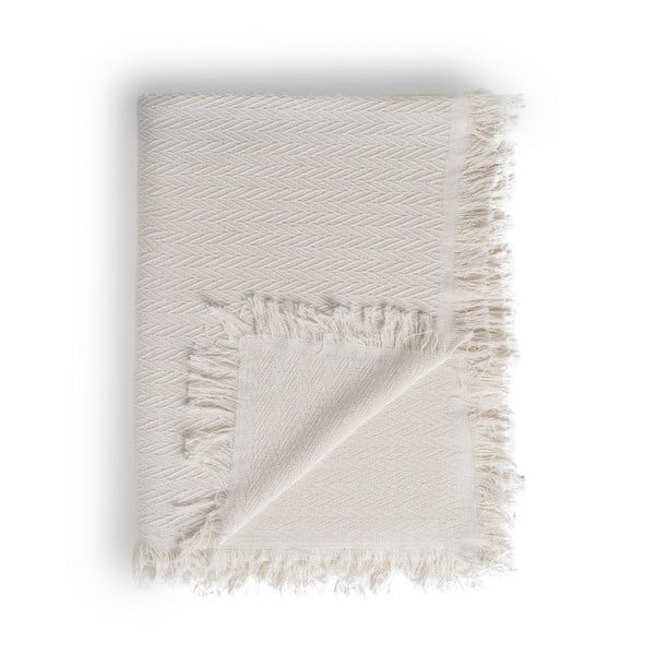 Krem prekrivač od recikliranog pamuka 180x260 cm Spike – Ixia