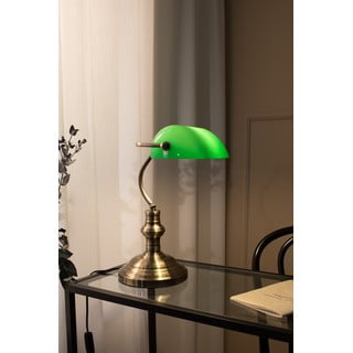 Stolna lampa u zelenoj boji i mesingu Markslöjd Bankers, visina 42 cm