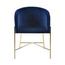 Tamnoplava stolica s nogama u zlatnoj boji Interstil Nelson