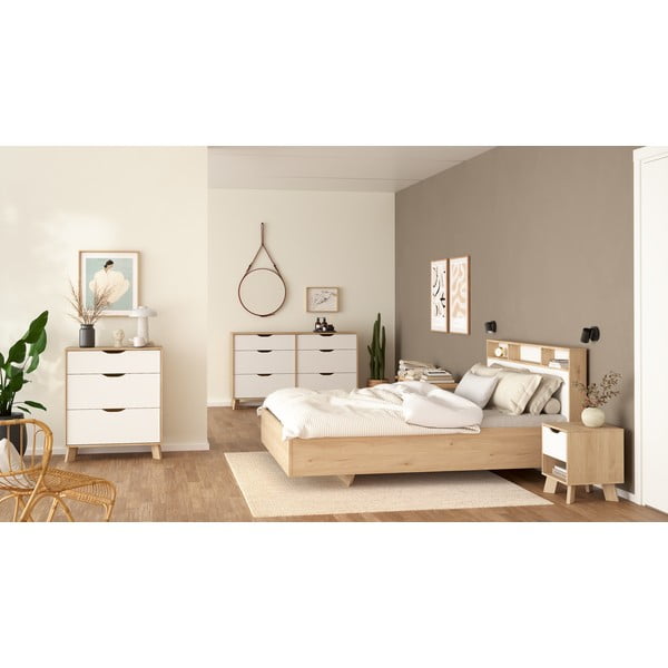 Bijeli/u prirodnoj boji noćni ormarić Ikast – Tvilum-image-4