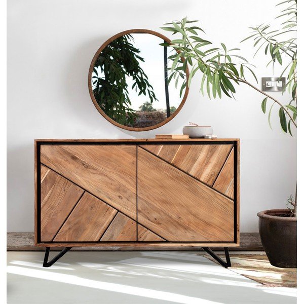 Ormarić od masivnog bagrema u prirodnoj boji 120x78x40 cm Ambala – Interia Home & Living-image-1