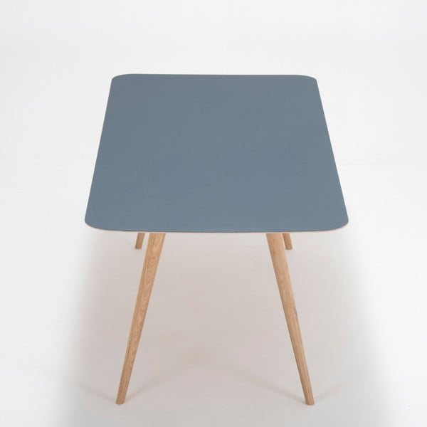 Blagovaonski stol od punog hrasta s tamnoplavom pločom Gazzda Linn, 200 x 90 cm-image-2