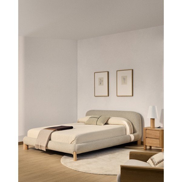 Bež tapecirani bračni krevet bez podnice 180x200 cm Odina – Kave Home-image-1