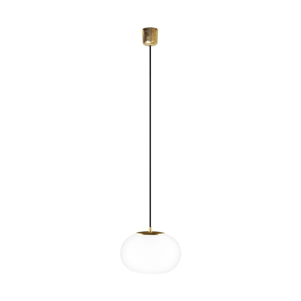 Viseća lampa od opal stakla sa zlatnim grlom i stropnim poklopcem Sotto Luce DOSEI