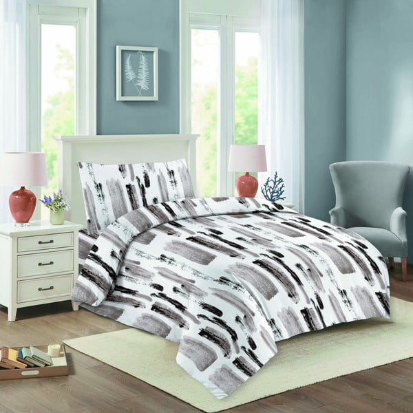 Bijelo-siva pamučna posteljina za krevet za jednu osobu 140x200 cm Nela – Cotton House