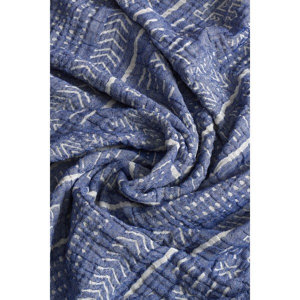 Prekrivač od plavog muslina za bračni krevet 220x240 cm Etno - Mijolnir-image-1