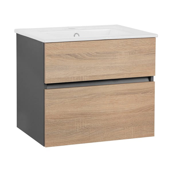 Zidni ormarić bez umivaonika u dekoru hrasta u prirodnoj boji 60x52 cm Wisla – Støraa