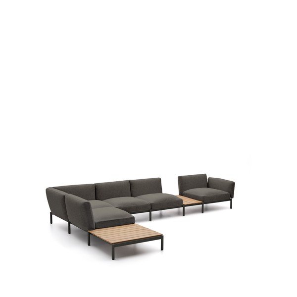 Tamno siva podstavljena vrtna sofa (s lijevim kutom) Sorells – Kave Home