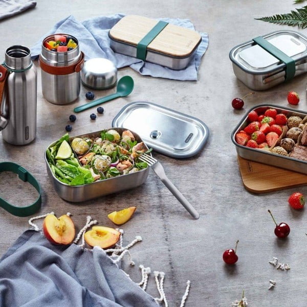 Kutija za užinu od nehrđajućeg čelika sa zelenom trakom Black + Blum, 1000 ml-image-1