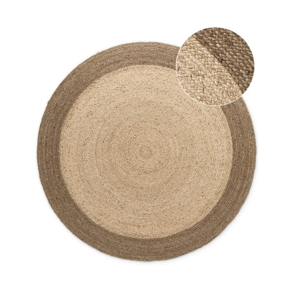 Obostrani/ručno rađen juten okrugao tepih sivo-bež ø 100 cm Jutta Greige – Hanse Home